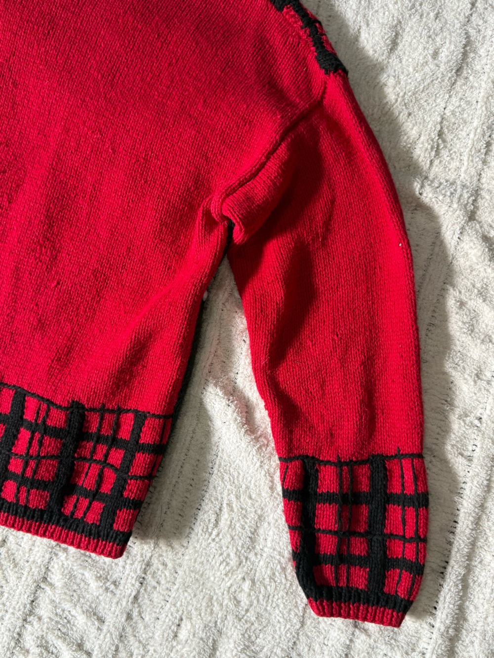Talbots Blue Red Christmas Sweater Reindeer Snowflake Patchwork Size Medium - Picture 11 of 14
